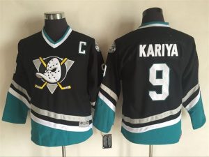 Kinder Anaheim Ducks Eishockey Trikot Retro KARIYA #9 Schwarz